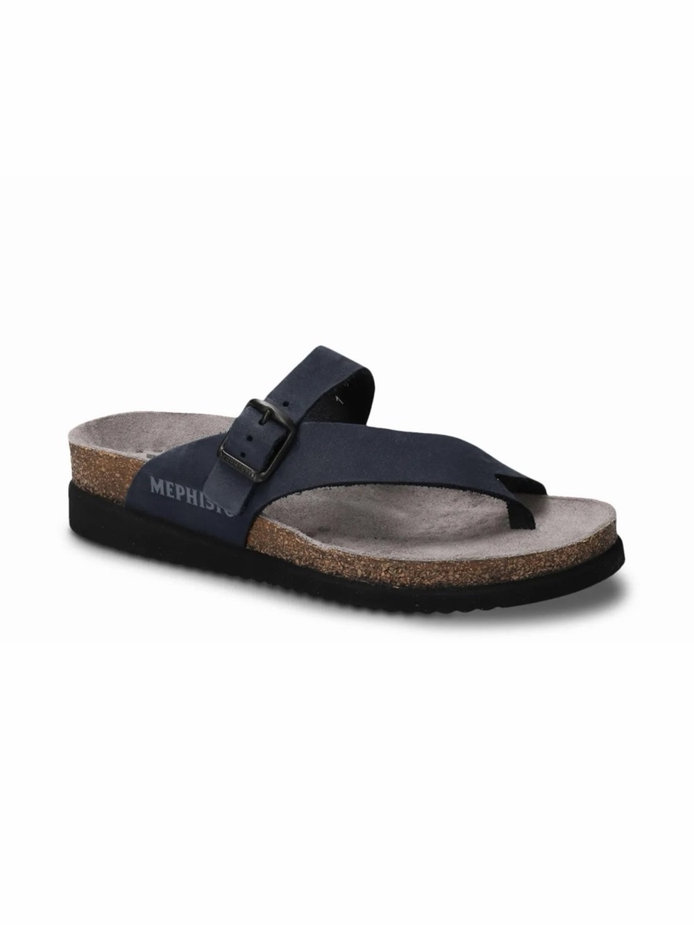 Mephisto Helen Toe Loop Sandals in navy nubuck Leather Straps